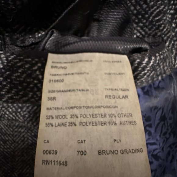 Black Brown 1826 - Men's Grey Herringbone Peacoat - Sz 38R (Medium) - Picture 4 of 5